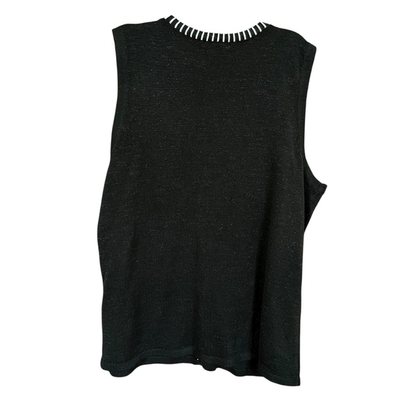 VTG Susan Bristol Black Cardinal & Poinsettia Embellished Sweater Vest Size 3X - Picture 2 of 6